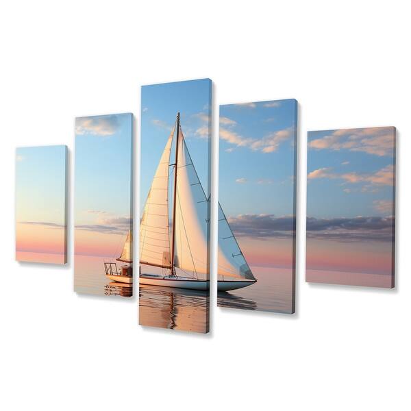 Designart "Sailboat Solitary Sail" Sailing Boat Multipanel Wall Art